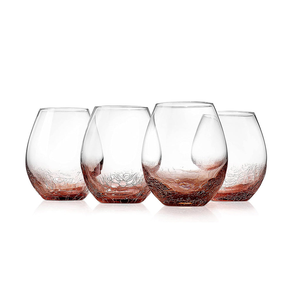 Crystal Stemless Wine Glasses Set of 4 - 19 oz